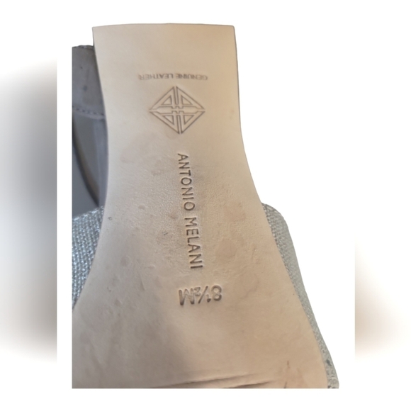 Antonio Melani Biege & Brown Ankle Strap Block Heels Fabric/Leather Sandals 8.5M - Picture 8 of 11